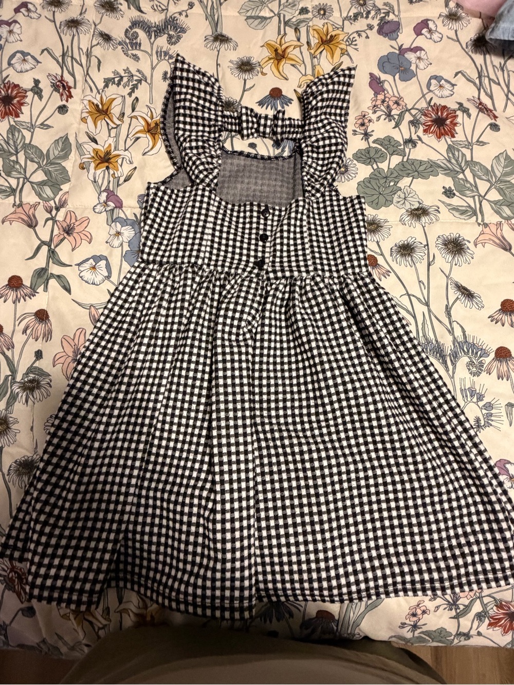 Tahari Black and White Gingham Ruffle Strap Dress